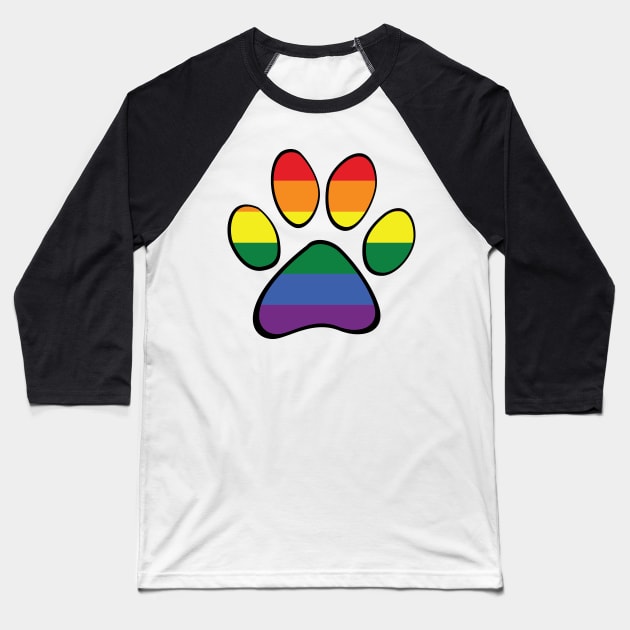 Gay Pride Paw Baseball T-Shirt by HyperOtterDesigns